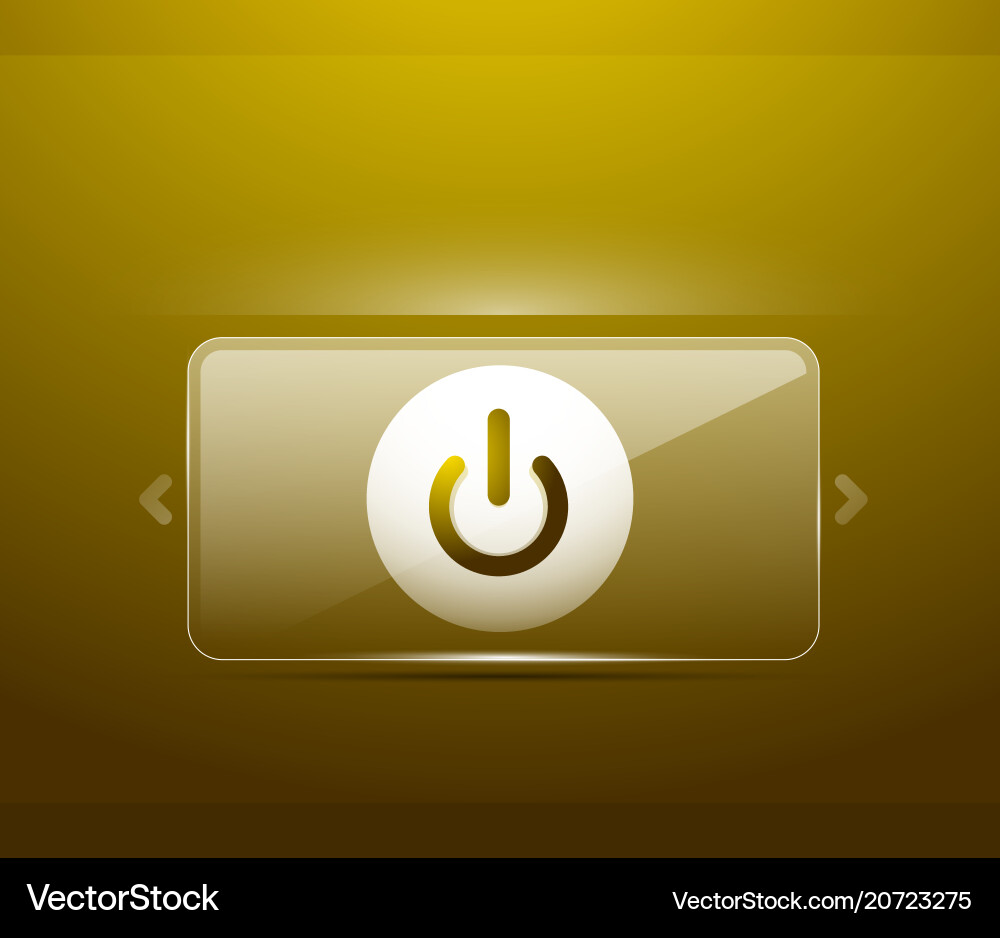 Glass transparent effect power start button Vector Image