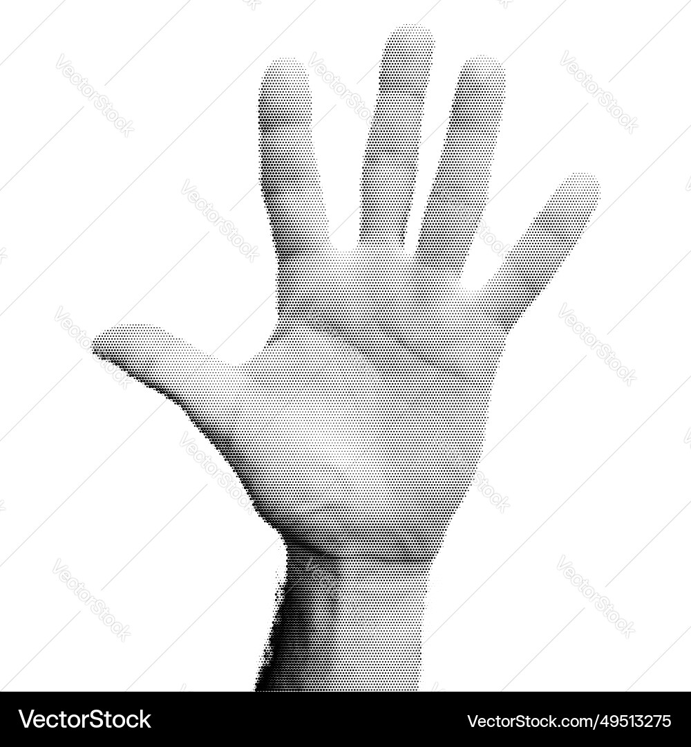 Halftone dotted hand open palm for trendy y2k Halftone dotted hand open palm for trendy y2k vector image