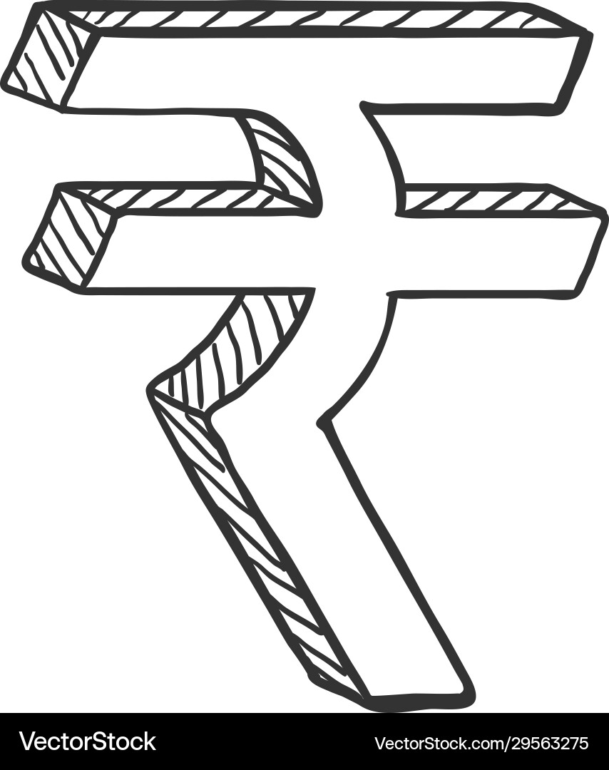 Indian Rupee Symbol Sketch Royalty Free Vector Image