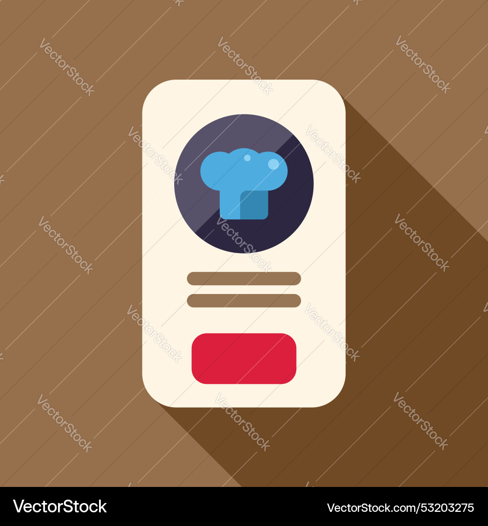 Minimalist design mobile app showing chef hat icon Minimalist design mobile app showing chef hat icon vector image