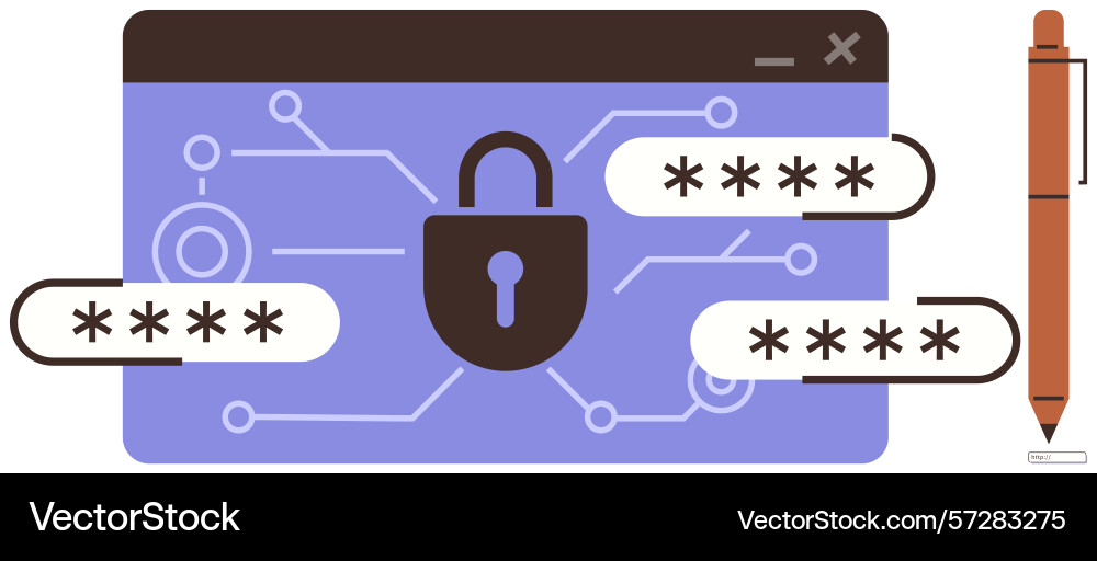 Password security concept with lock browser Password security concept with lock browser vector image