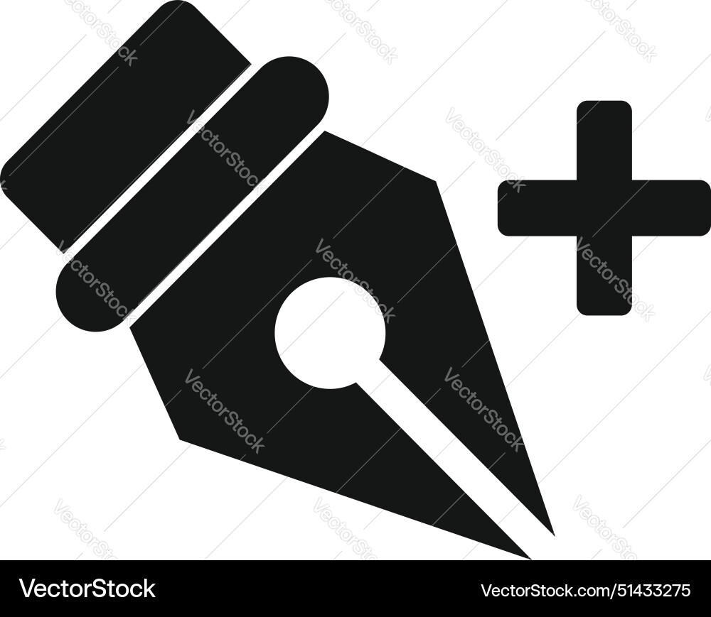 Pen nib with plus sign icon Pen nib with plus sign icon vector image