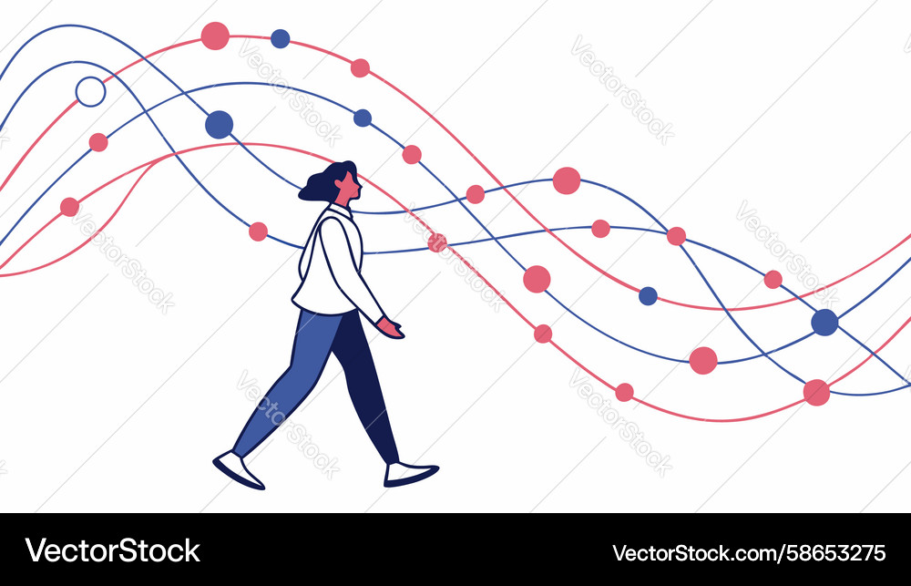 Person Navigating Data Streams Vector Image