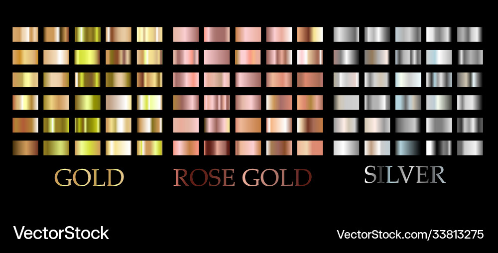 Rose Gold Silver Gradient Square Set vector image