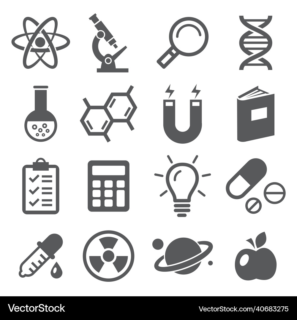 Science Icon Set - Laboratory & Research Vector Image