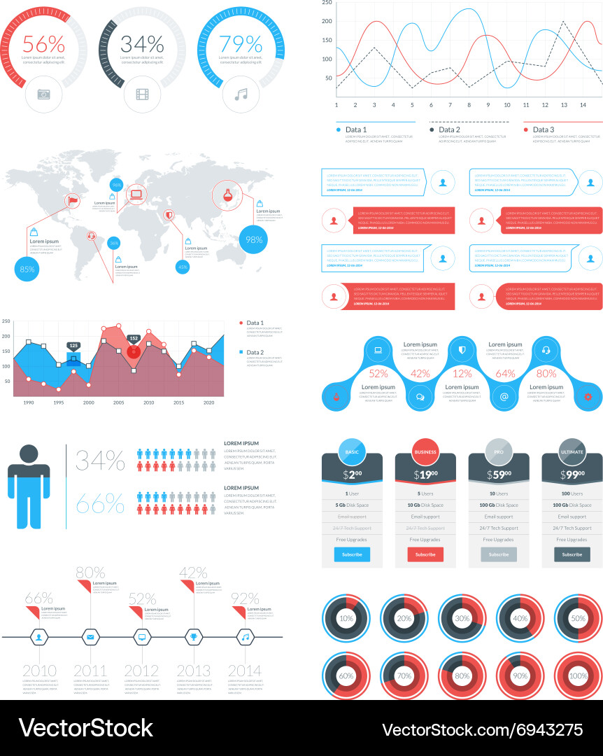 Set infographic elements and objects vector image