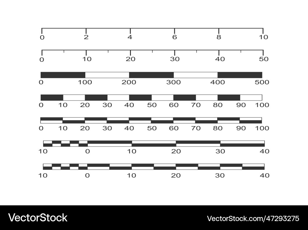 Set of line and bar scales map distance Set of line and bar scales map distance vector image