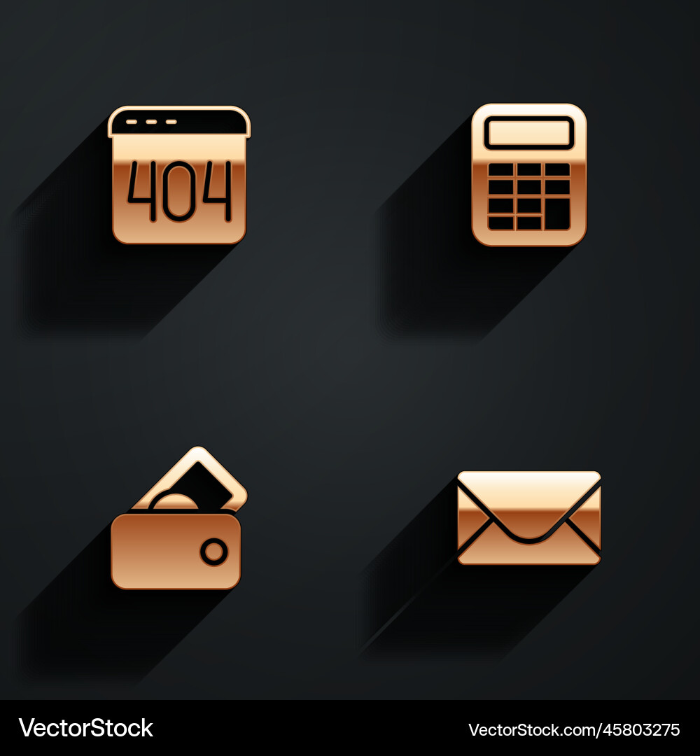 Set page with a 404 error calculator wallet Set page with a 404 error calculator wallet Vector Image