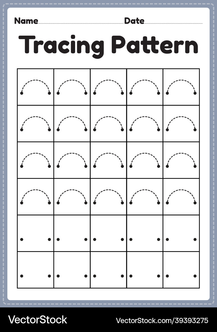 Tracing pattern curve lines worksheet Tracing pattern curve lines worksheet vector image