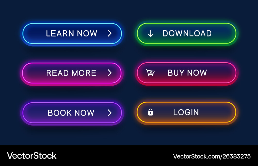 Trendy neon buttons for web design Vector Image