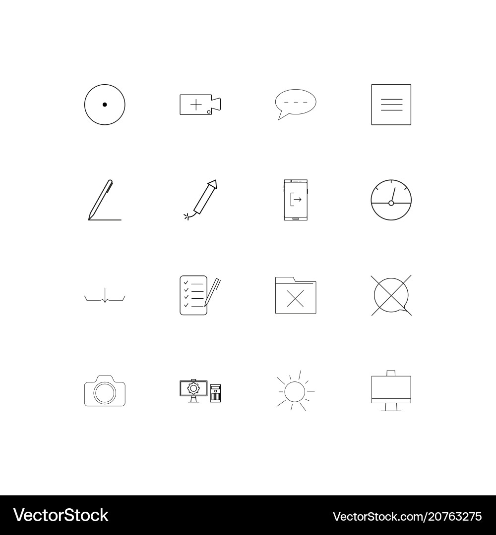User interface linear thin icons set outlined vector image