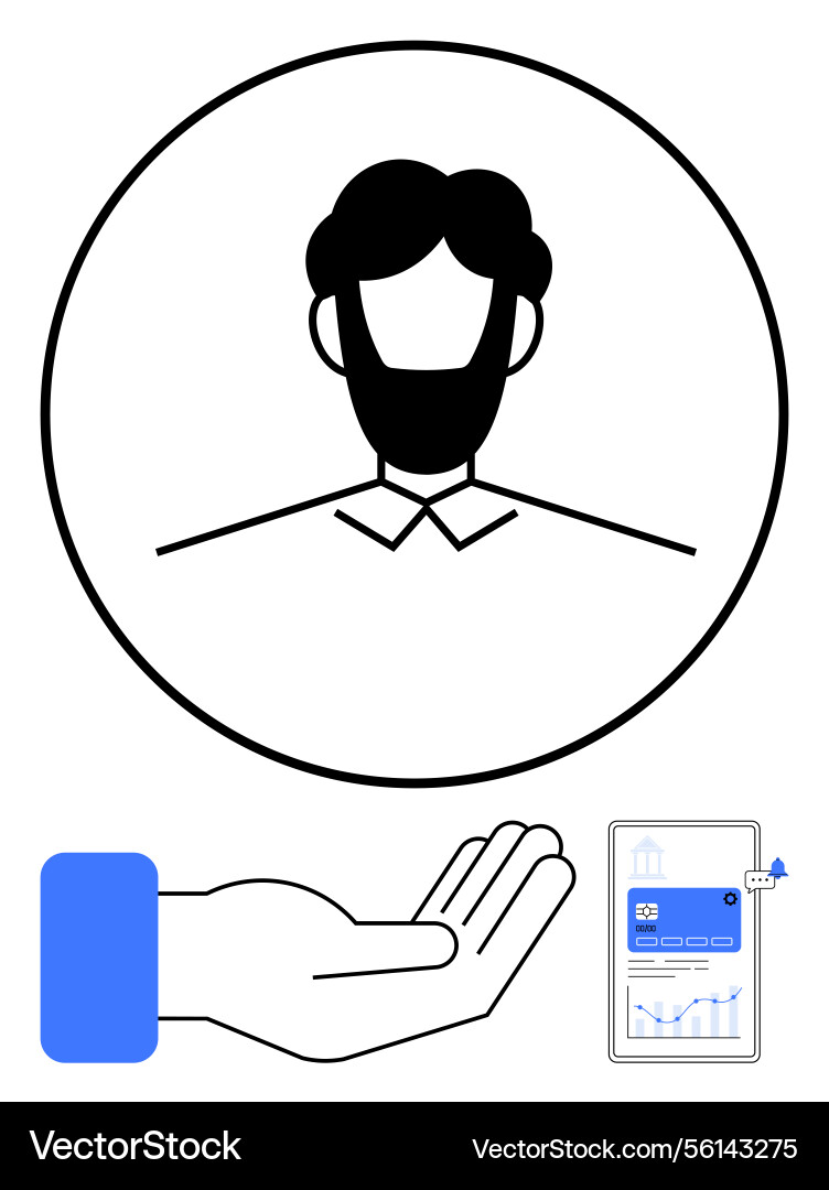User profile management concept with open hand Vector Image