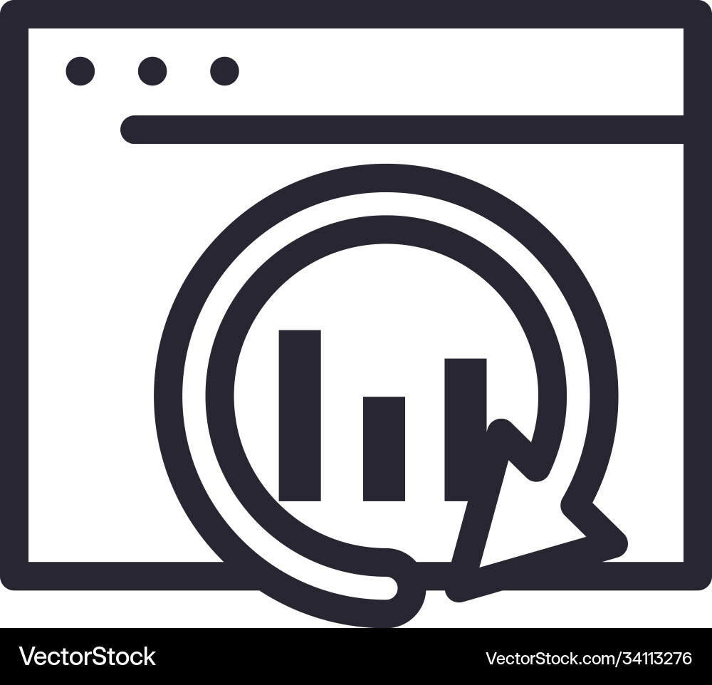 Bars chart with repeat arrow on website line style vector image
