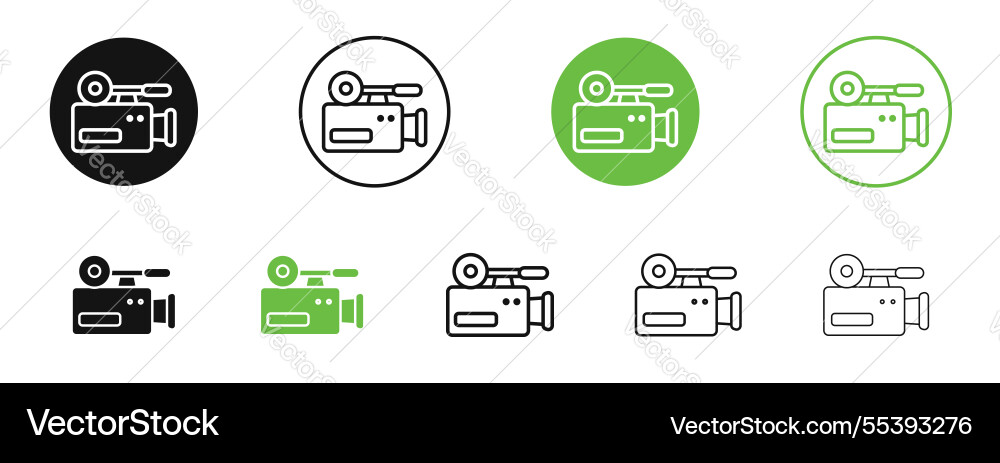Camcorder icons in black and green colors Camcorder icons in black and green colors Vector Image