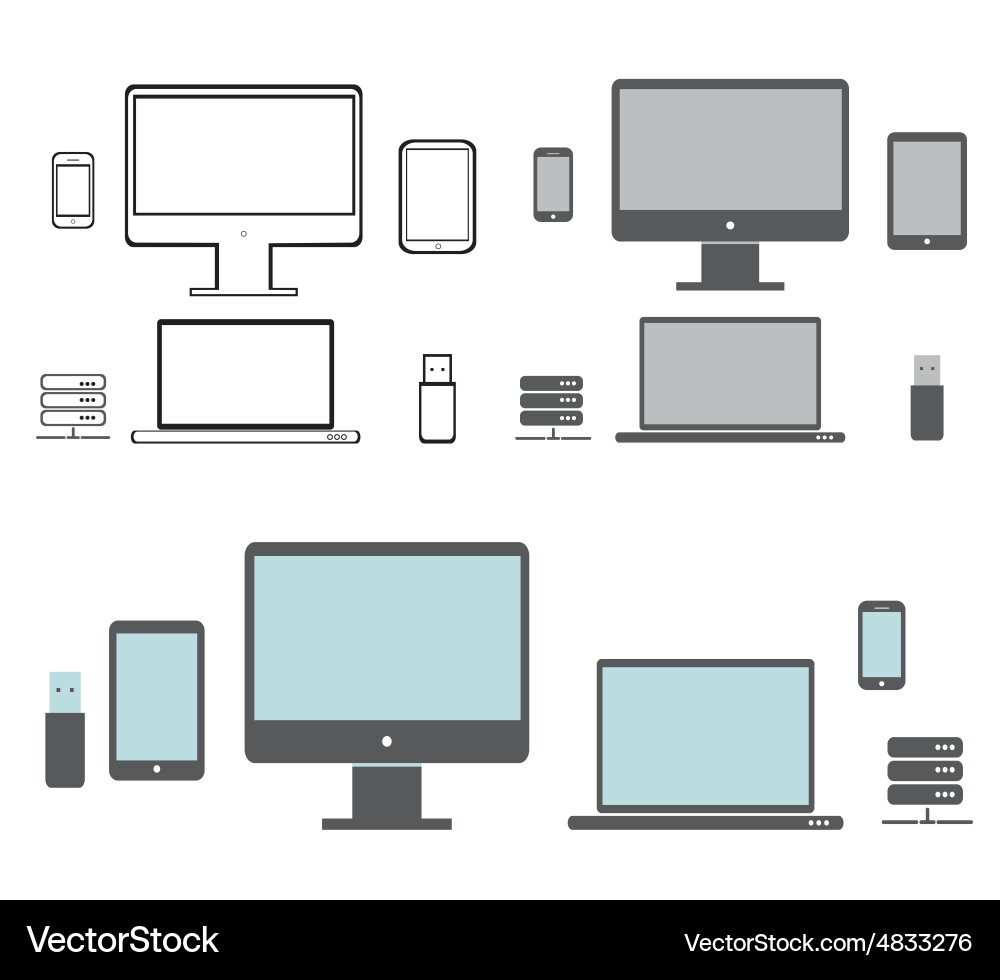Desktop computers vector image
