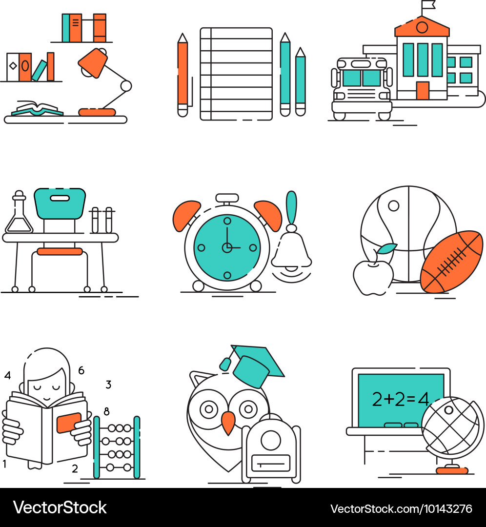 Educational Icon Set - Learning & School Vector Image
