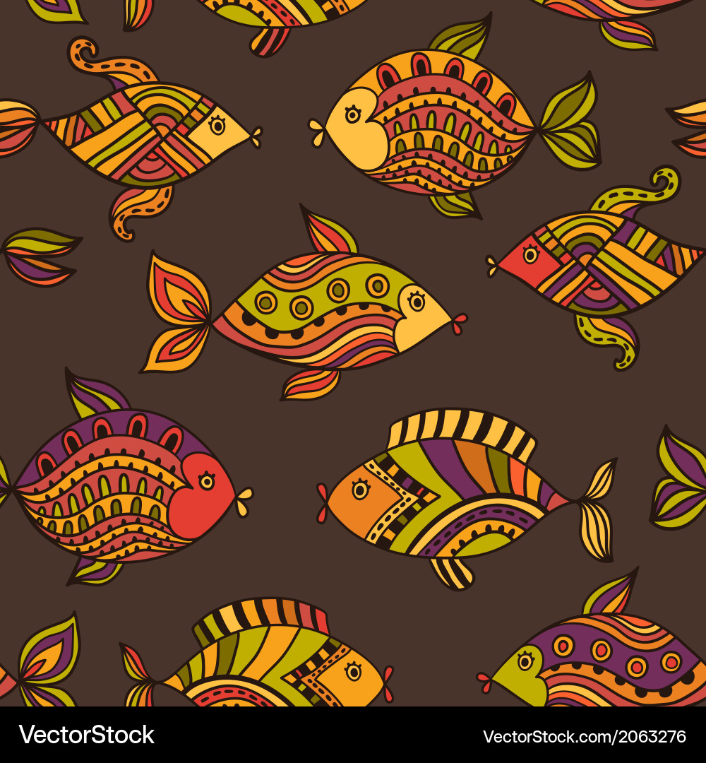 Fish pattern in abstract style copy square vector image