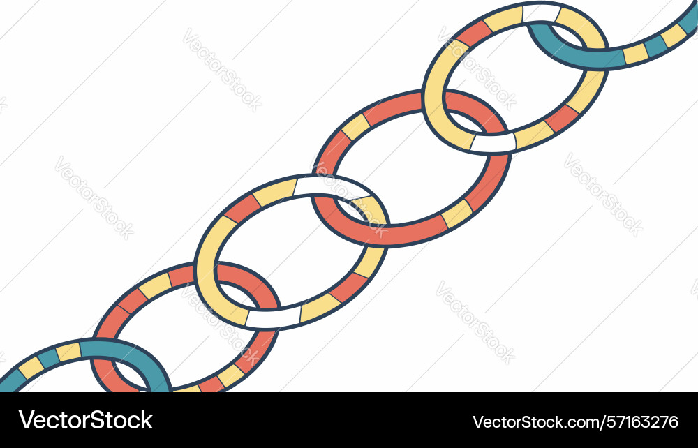 Interlocking colorful chain links design vector image