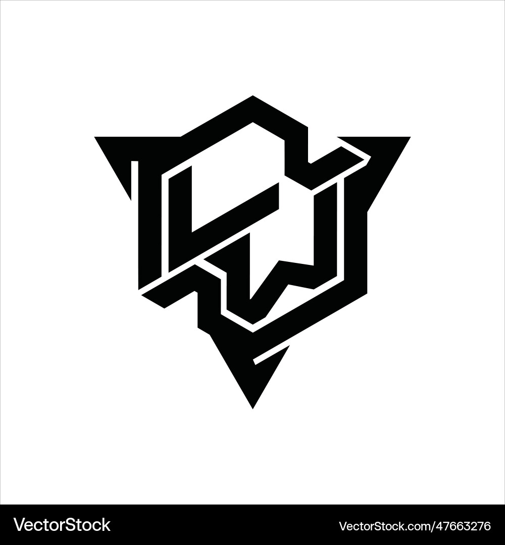 Lw logo monogram hexagon shape with triangle vector image