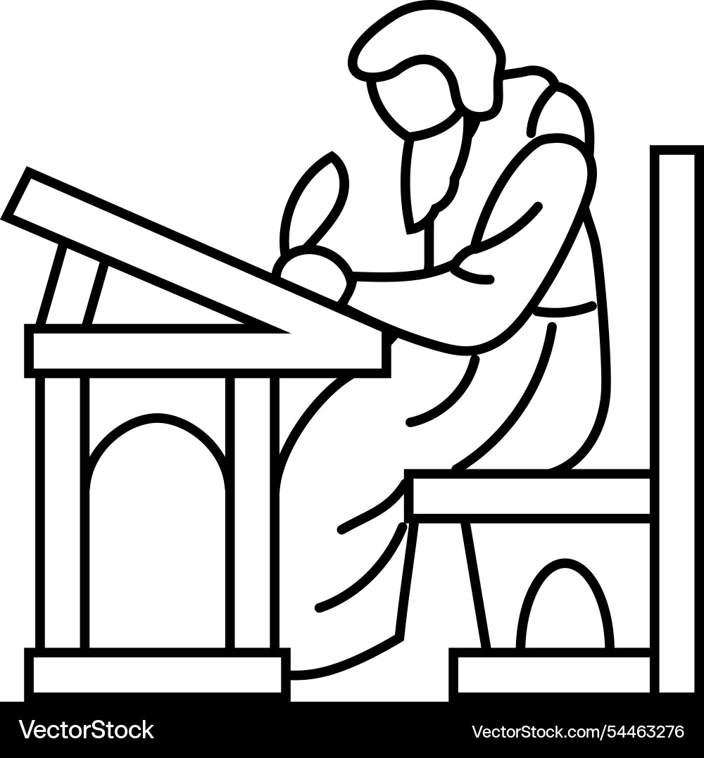 Monk scribe byzantine line icon Vector Image