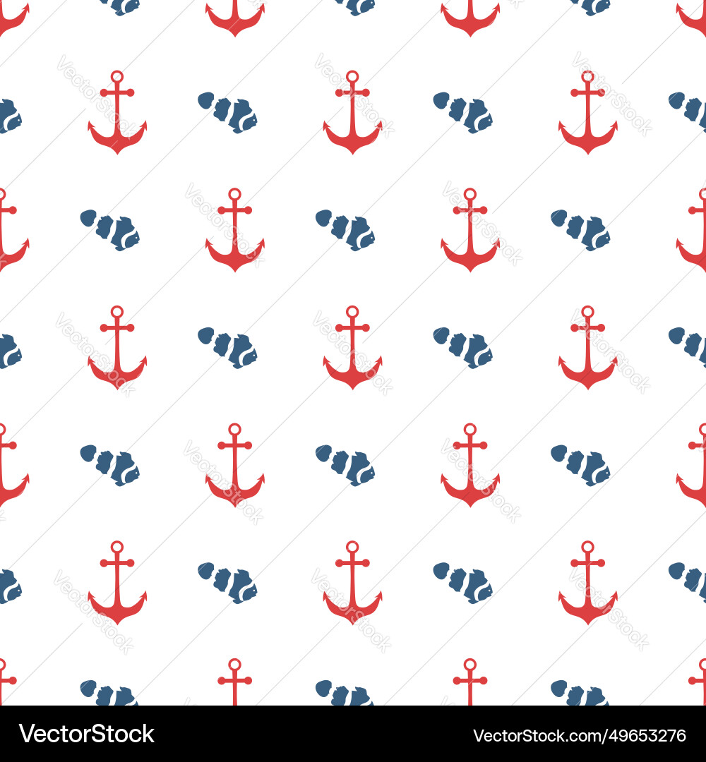 Nautical sailing seamless pattern with red anchor Nautical sailing seamless pattern with red anchor vector image