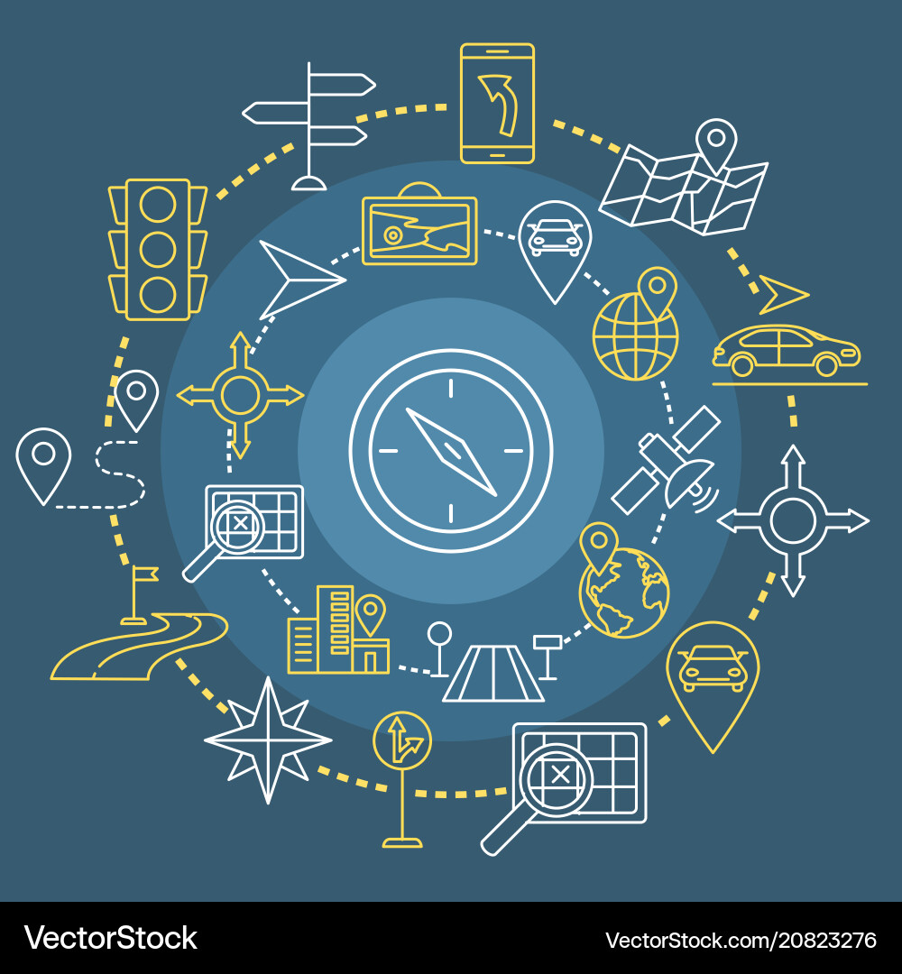 Navigation outline web icons set Navigation outline web icons set vector image