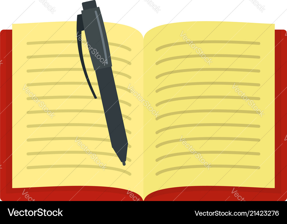 Open notebook icon flat style Vector Image