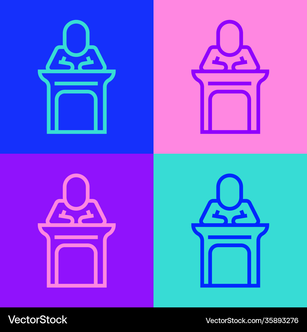 Pop art line judge icon isolated on color Pop art line judge icon isolated on color Vector Image
