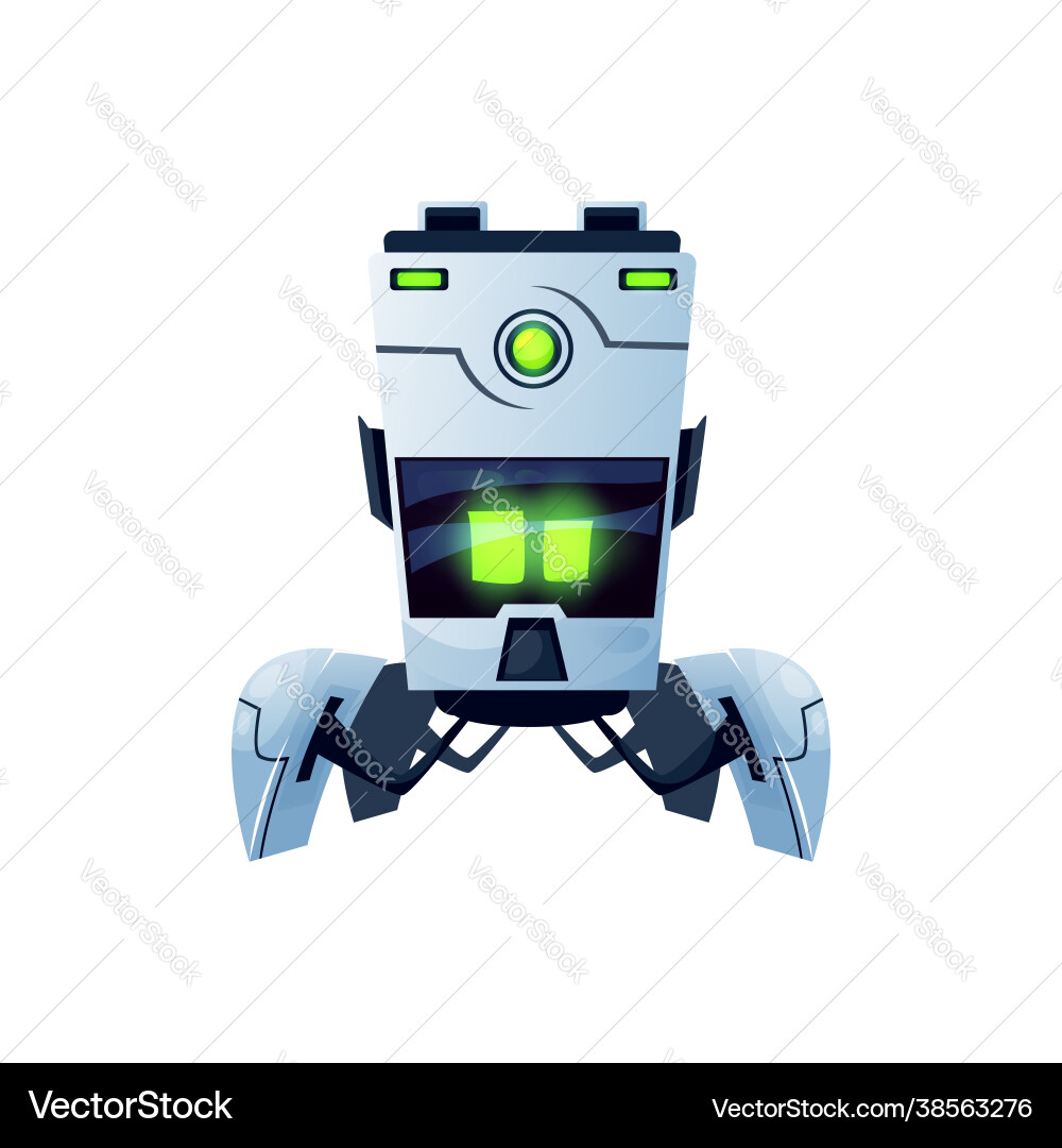 Robot assistant on grabs isolated android helper vector image