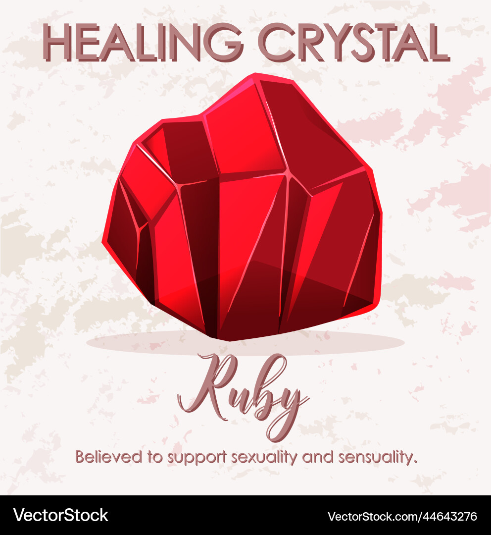 Ruby gemstone with text vector image