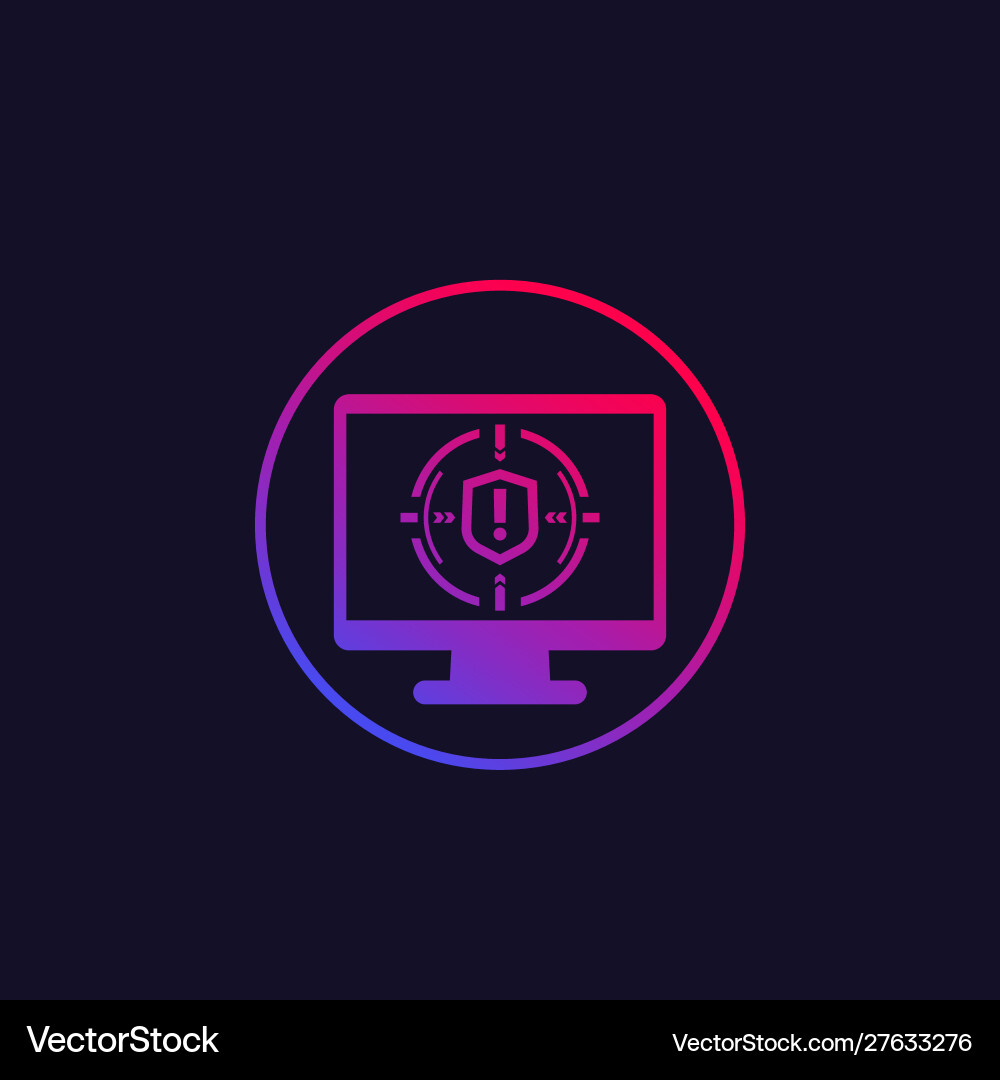 Security breach icon with computer Vector Image