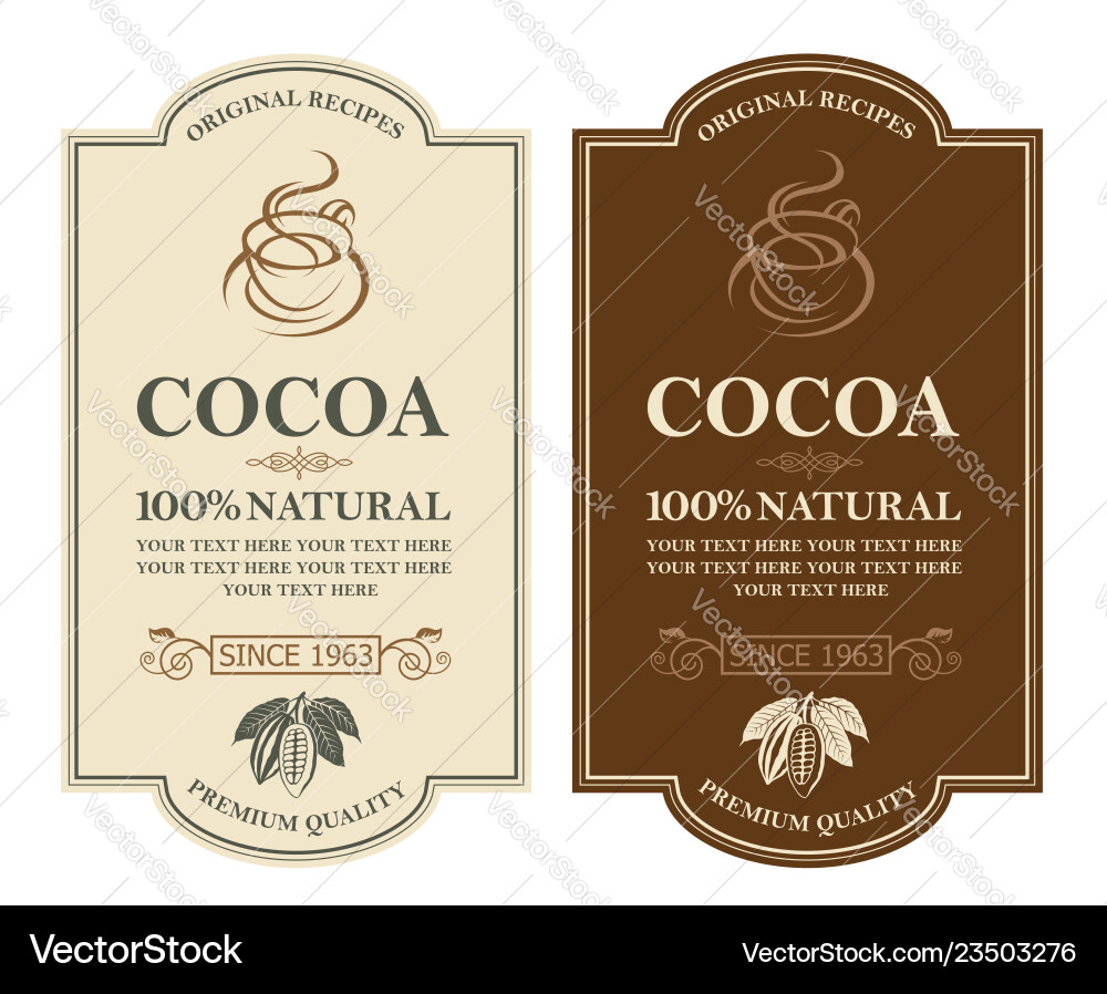 Set of cocoa labels vector image