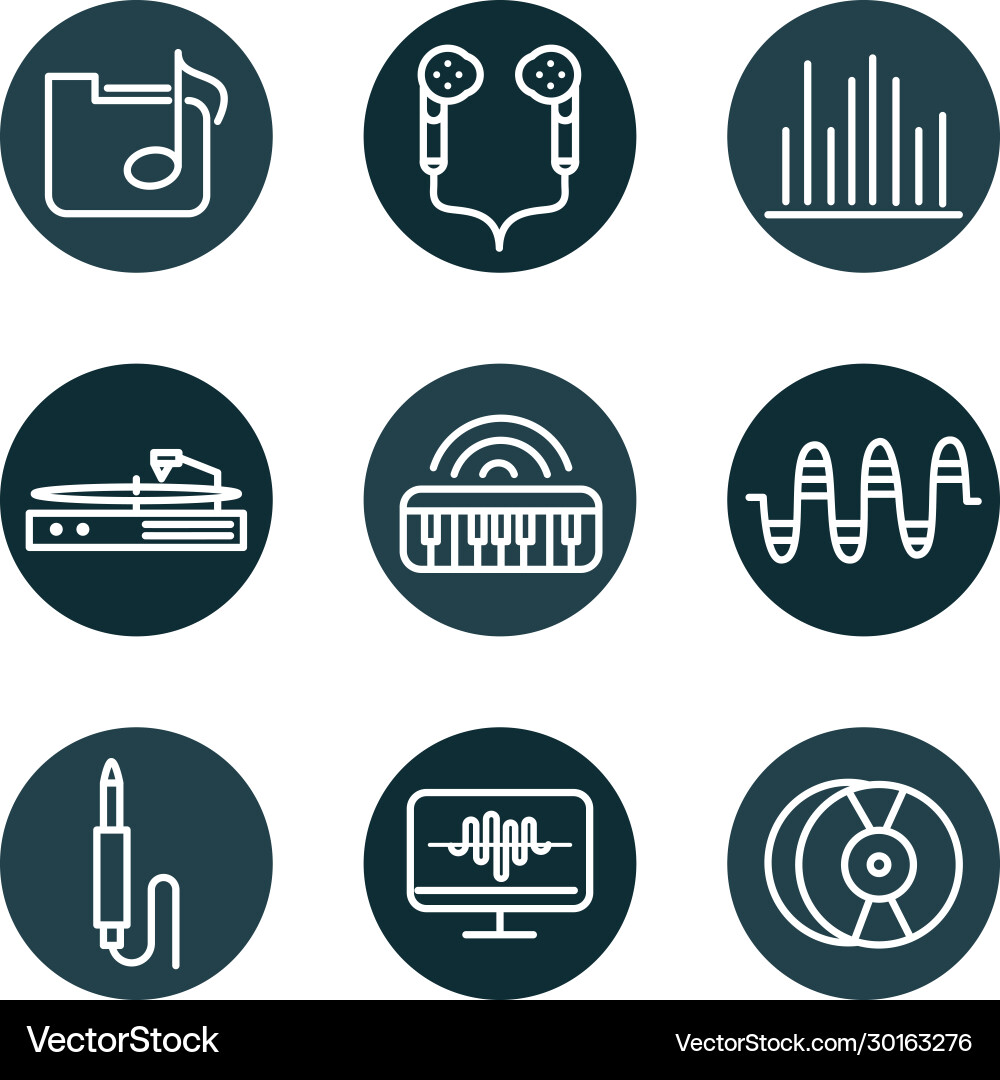 Sound audio volume music block style icons set vector image