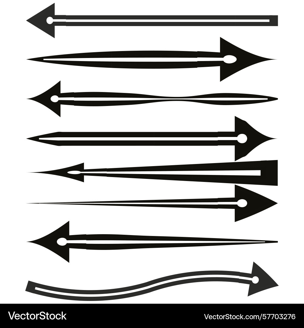 Stylish arrow set diverse pointer shapes Stylish arrow set diverse pointer shapes vector image