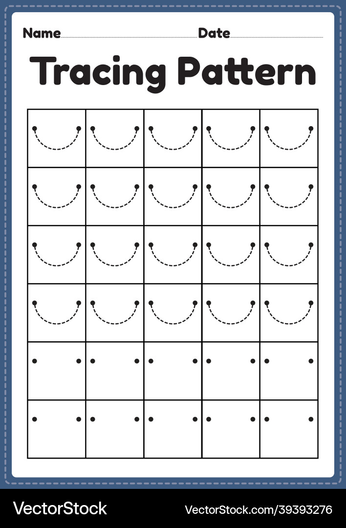Tracing Curve Lines Worksheet for Kids Royalty Free Vector