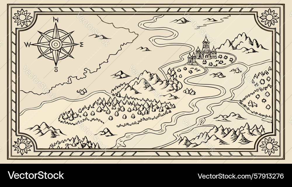 Vintage treasure map scroll design generative ai Vector Image
