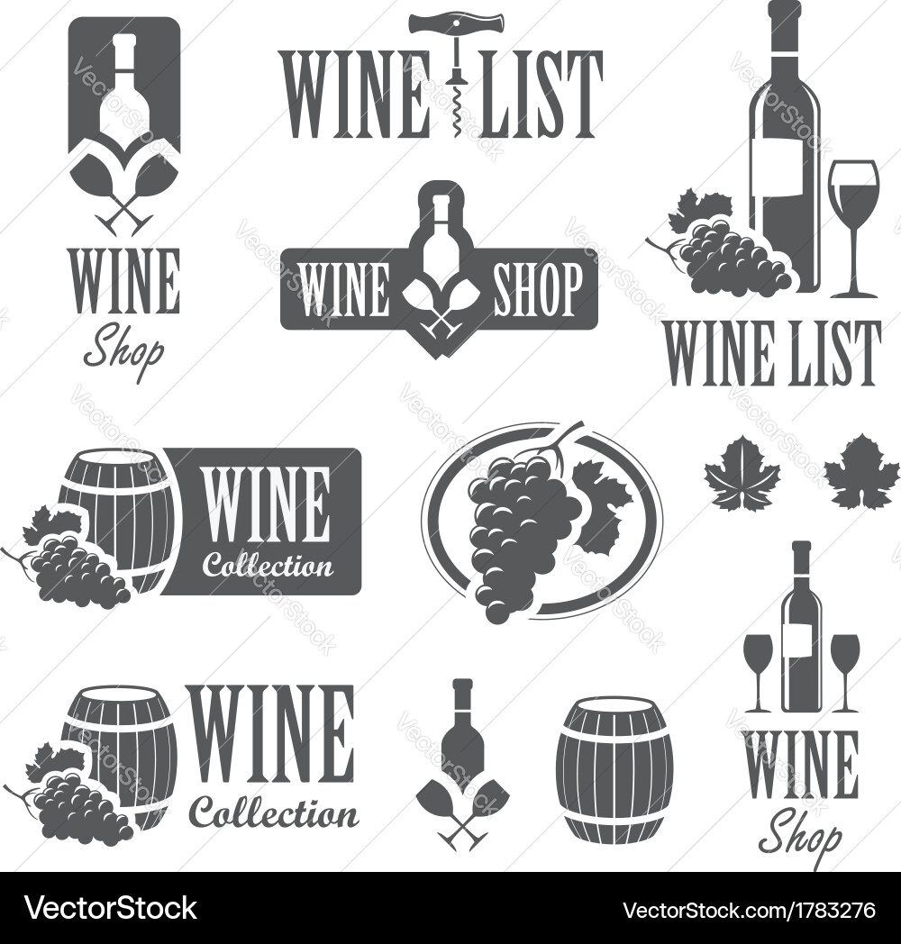 Wine Icons and Labels vector image