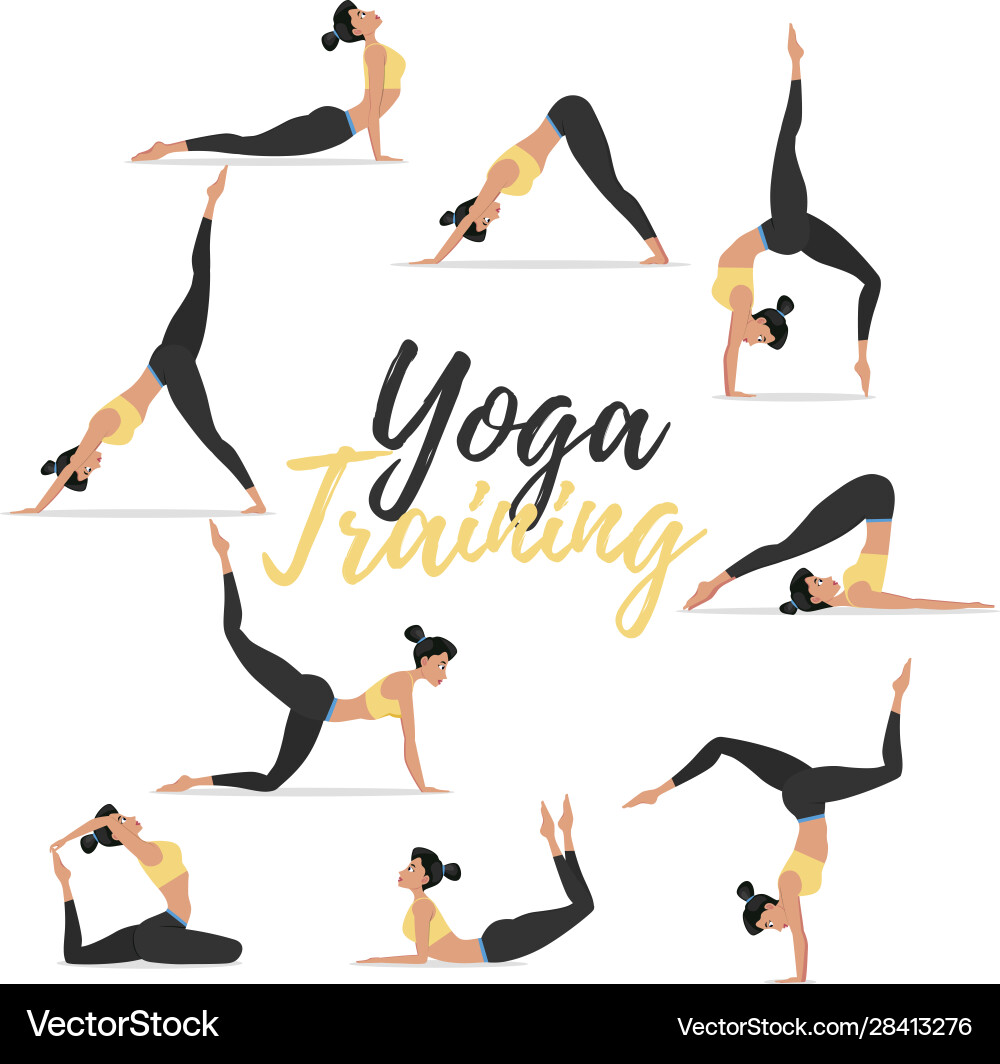 Yoga asanas set isolated on white background Yoga asanas set isolated on white background Vector Image