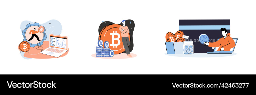 Cryptocurrency bitcoin mining metaphor blockchain Vector Image