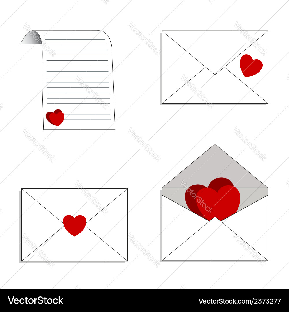 Envelopes and letters with declarations of love Vector Image