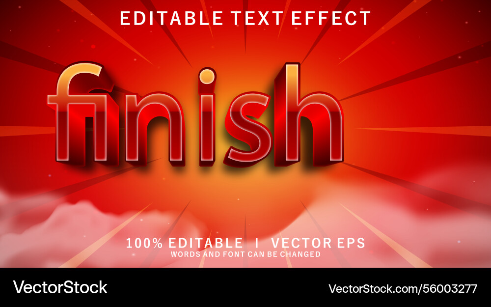 Finish 3d text effect with modern style design Finish 3d text effect with modern style design vector image