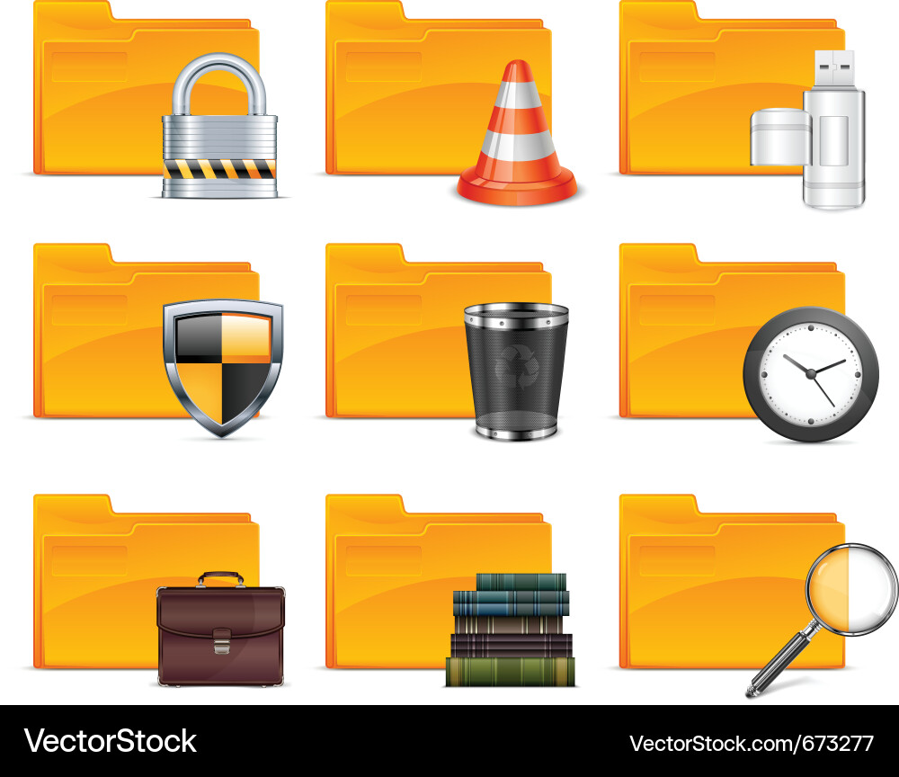 Folders with different icons Vector Image