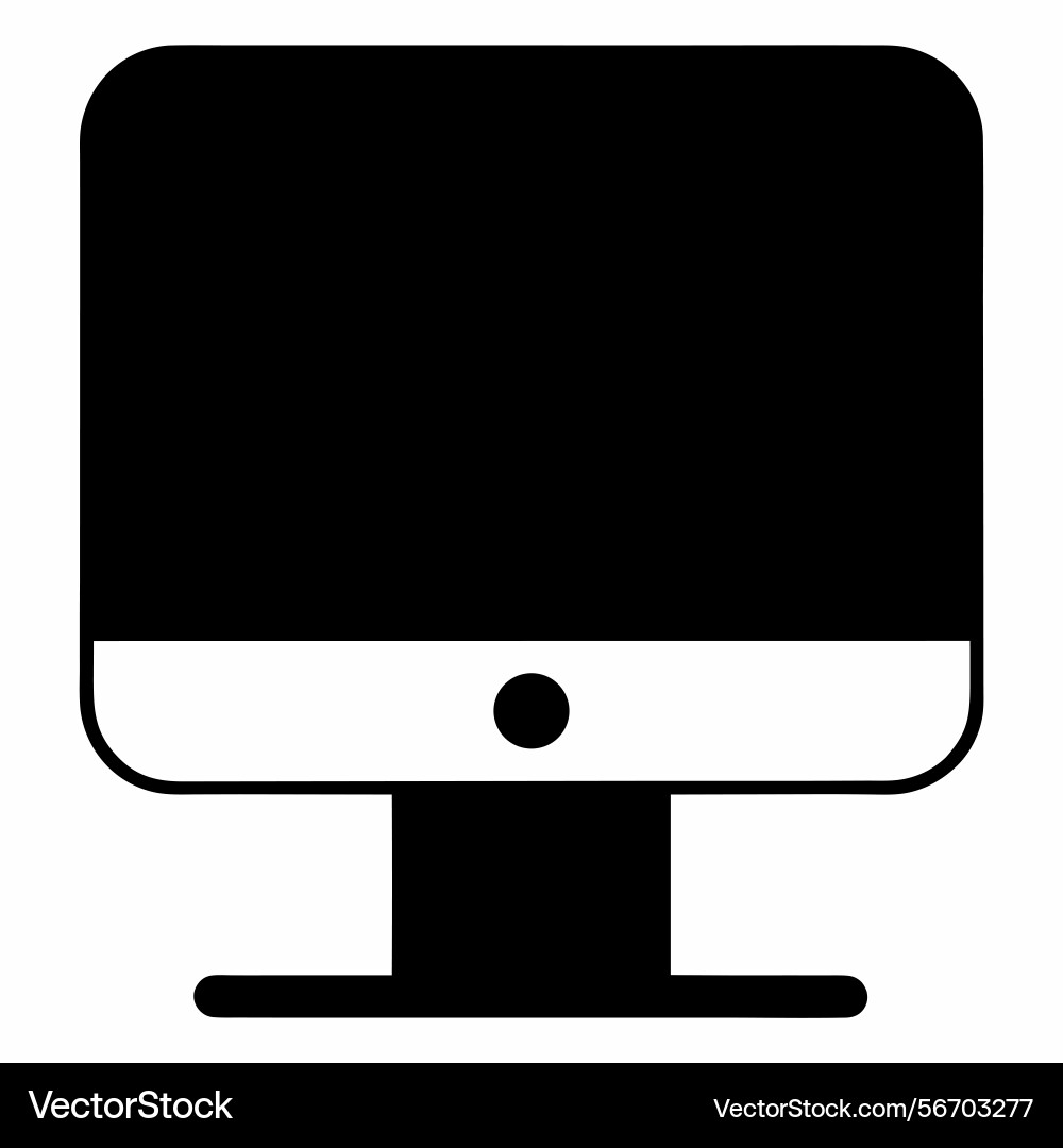 Minimalist of a desktop computer with rounded vector image