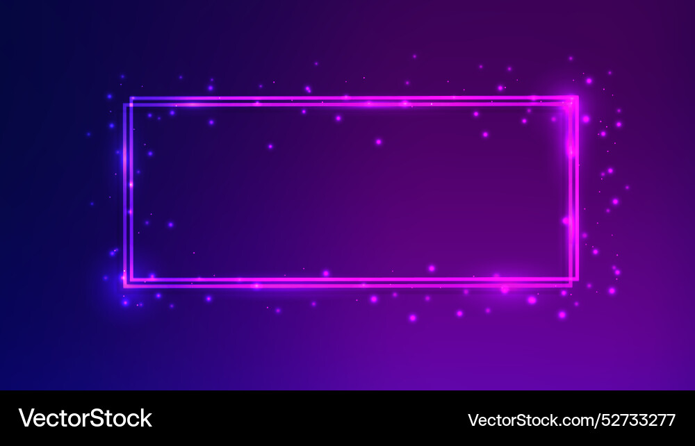 Neon double rectangular frame with shining Neon double rectangular frame with shining vector image