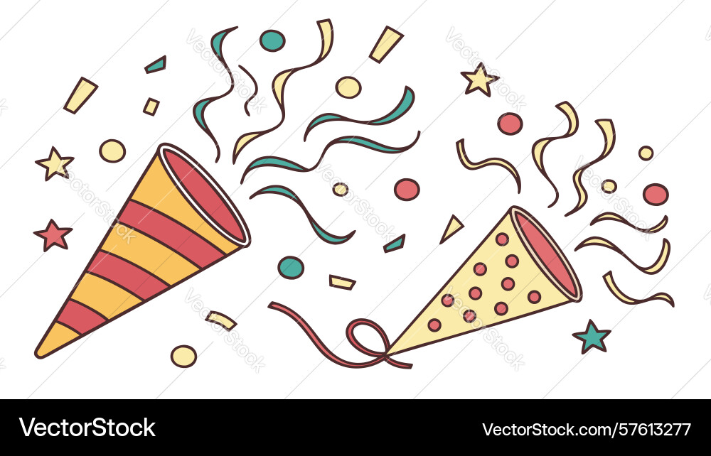 Party poppers exploding with confetti Vector Image