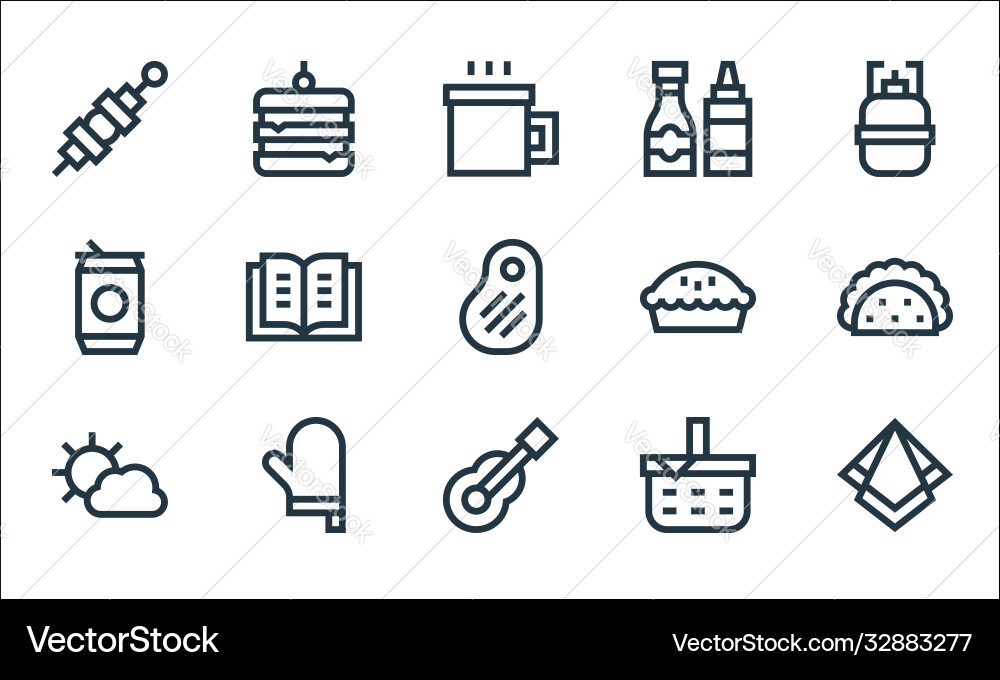 Picnic line icons linear set quality Picnic line icons linear set quality vector image