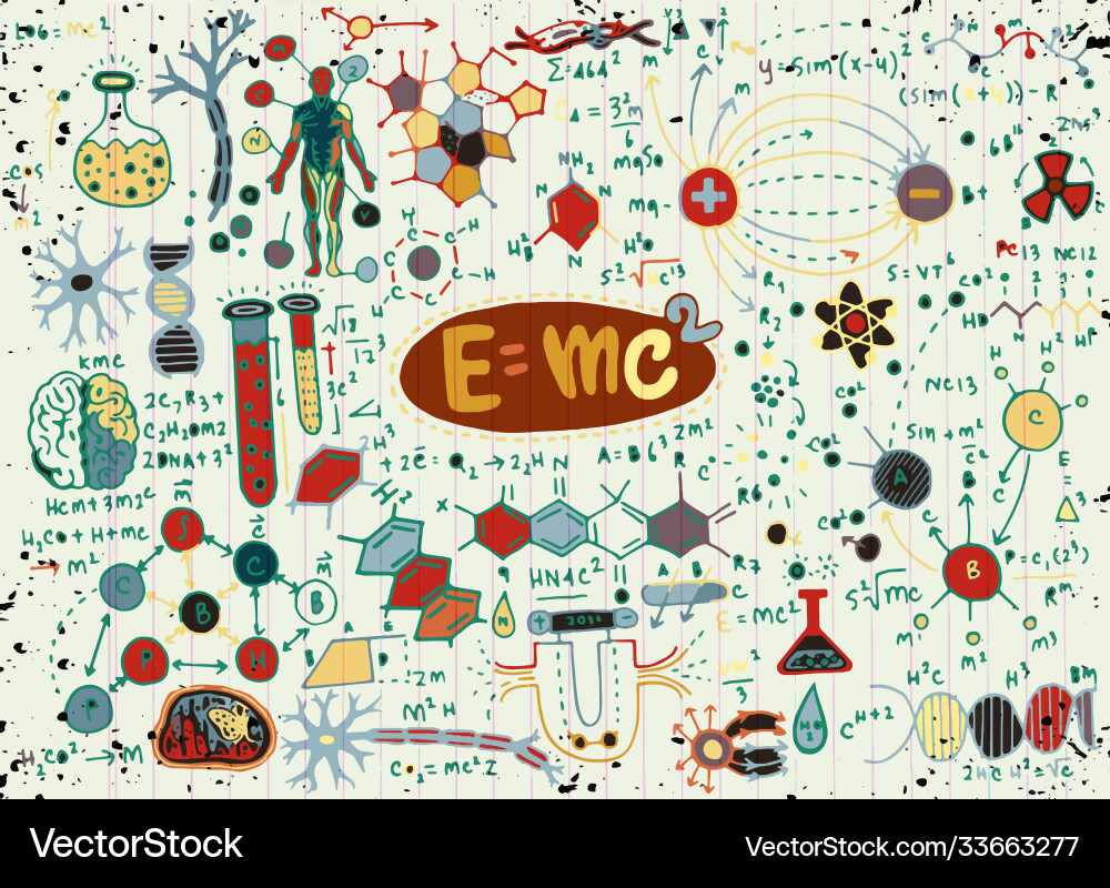 Scientific formulas and calculations in p Scientific formulas and calculations in p vector image