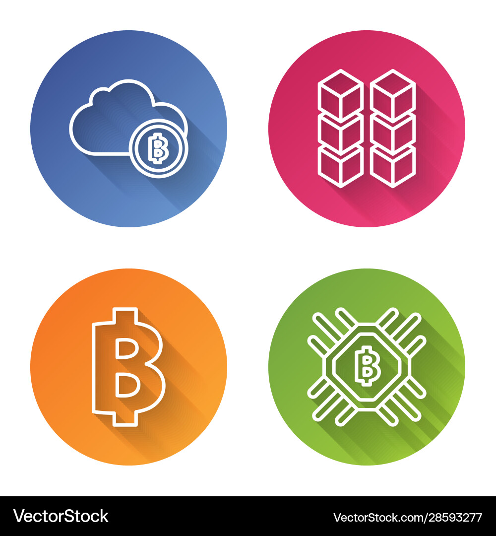 Set line cryptocurrency cloud mining blockchain Set line cryptocurrency cloud mining blockchain Vector Image