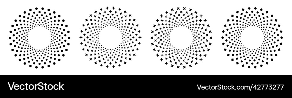 Set of ornamental round geometric objects Set of ornamental round geometric objects Vector Image
