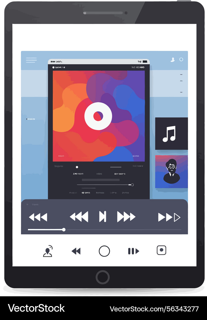 Tablet device showing music player interface Tablet device showing music player interface vector image